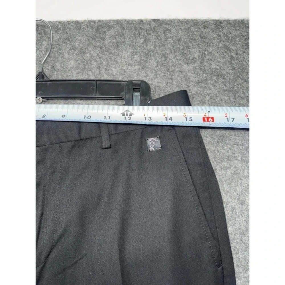 Versace Collection Mens Black Dress Pants Medusa Logo Plaque Flat Front Trousers